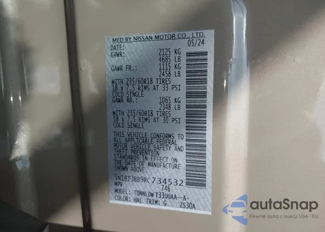 2024 Nissan Rogue Sv Intelligent Awd из США, поврежденный, VIN 5N1BT3BB9RC734532